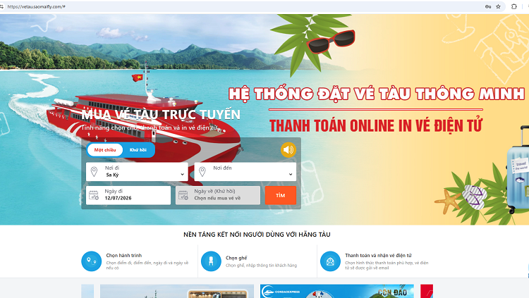 Chính thức mở bán vé tàu Sa Kỳ - Lý Sơn trên Saomaifly